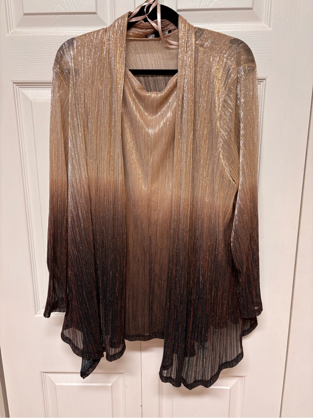 2 Piece Onyx Gold to Black Shimmer Ombre Draped Tunic